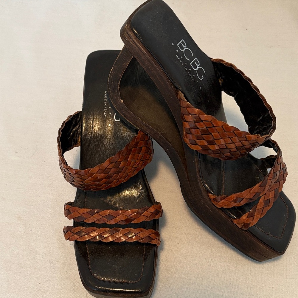BCBG Women's Tan Braided Sandals